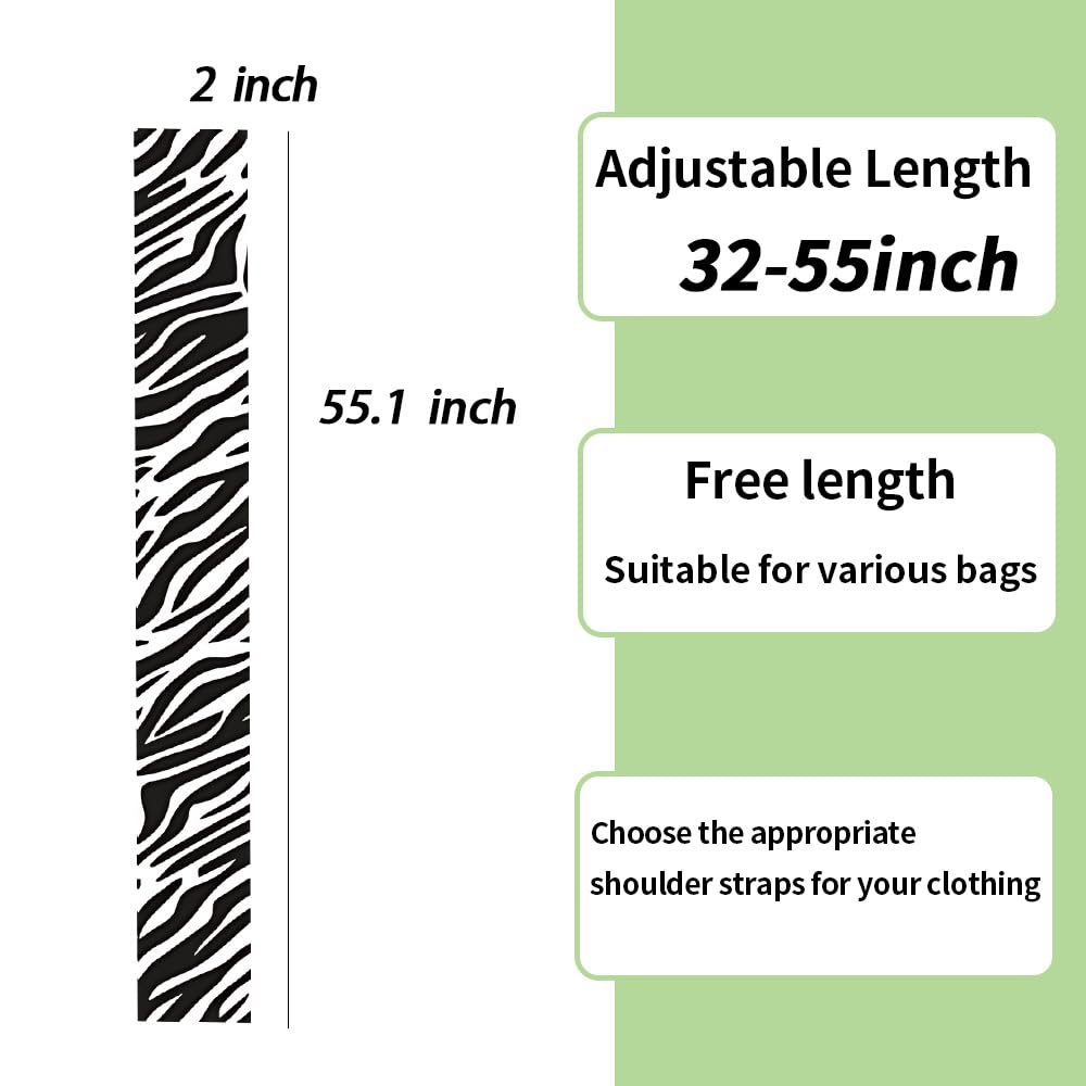 WDESYADMS Adjustable Replacement Bag Strap 55.1×2 Inch Zebra Print Wide Shoulder Crossbody Purse Strap with Metal Hooks Comfortable Lightweight Handbag Strap Replacement for Tote Messenger Bag