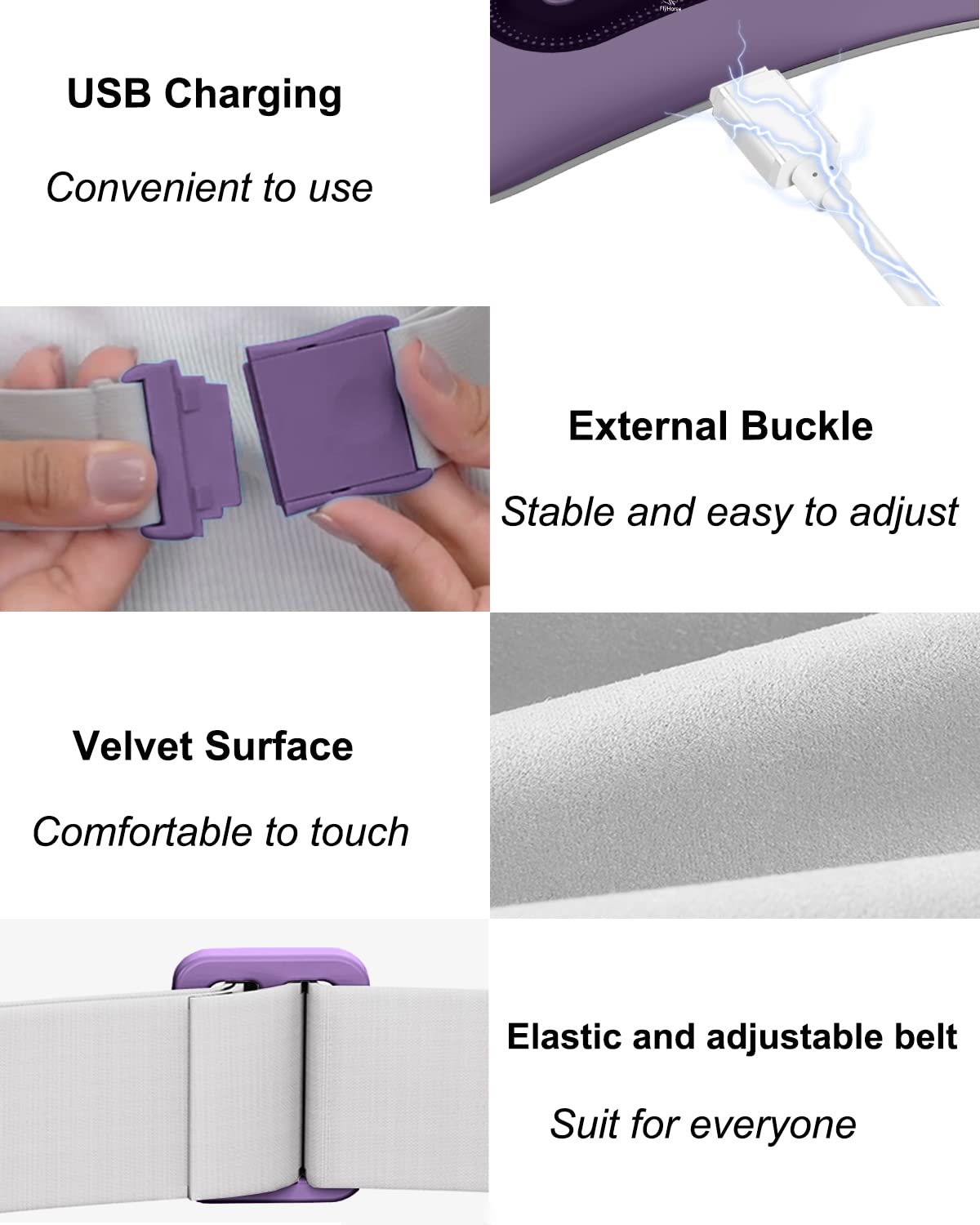 Electric Heating Pad, Portable Cordless Menstrual Heating Pad with 4 Heat Levels and 4 Massage Modes, Fast Large Heating Belly Wrap Belt for Cramps, Back Pain Relief Gifts for Women Girls Her(Black)
