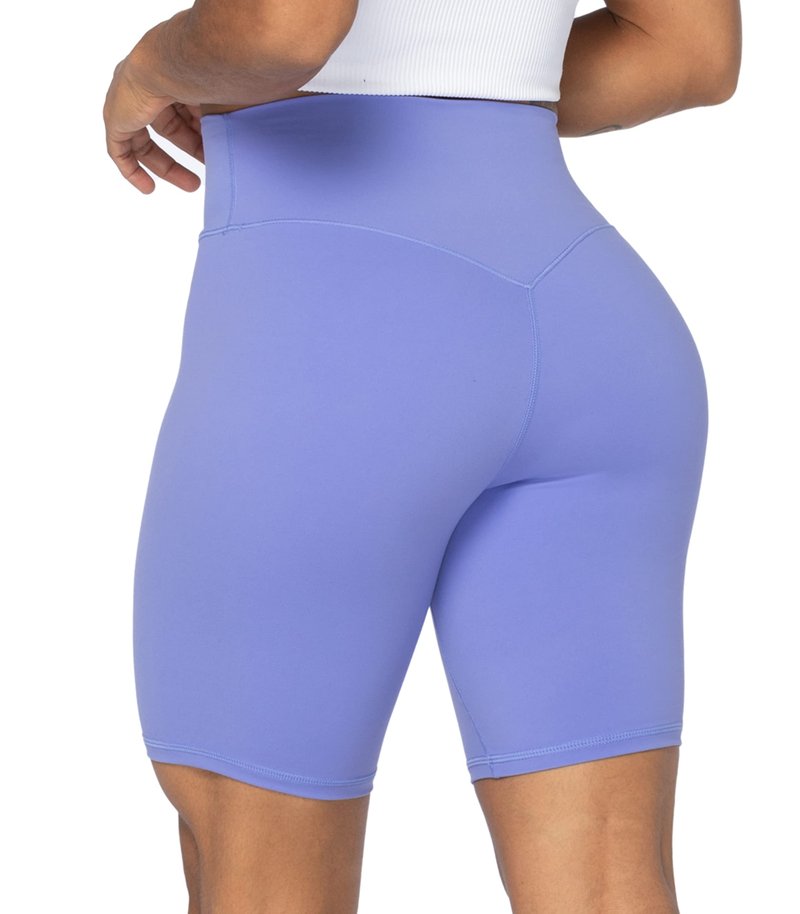 Sunzel No Front Seam High Waist Biker Shorts for Women, Squat Proof Yoga Workout Gym Bike Shorts 8" Periwinkle Medium