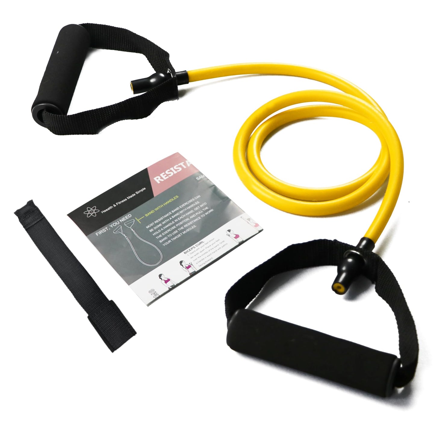 Resistance Bands with Handles, Single Resistance Bands, Exercise Bands with Handles, for Resistance Training, Physical Therapy, Home Workouts, Fitness, Pilates