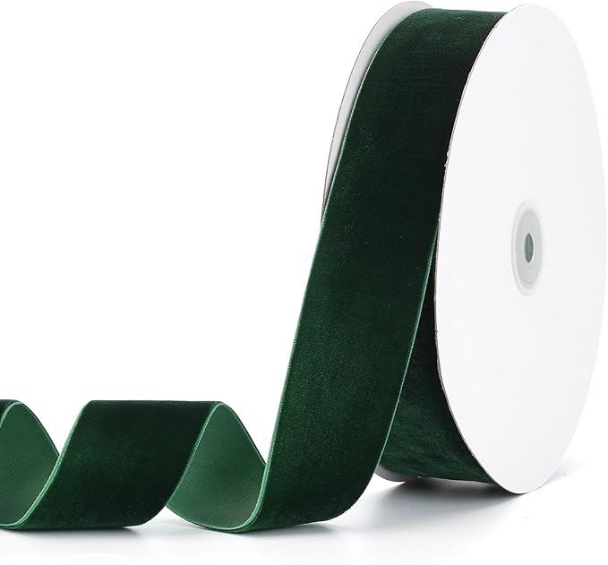Dark Green Velvet Ribbon 2" x 20Yd,Great for Gift Wrapping,Hair Bows Making, Wreaths,Wedding and Christmas Party Decoration (Dark Green 2")