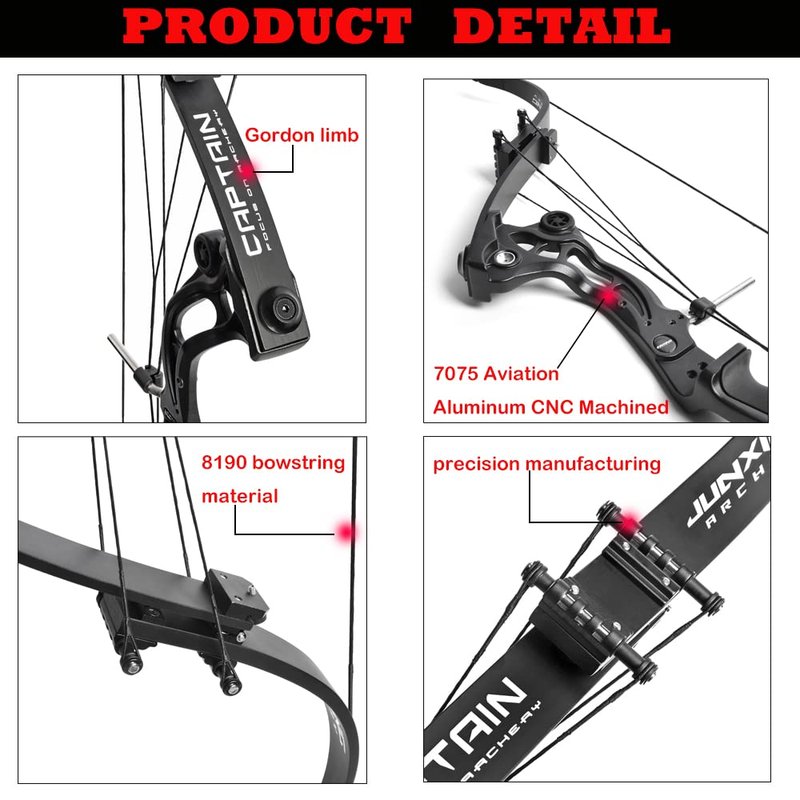 ZSHJGJR Recurve Bow American Hunting Bow 320FPS Draw Weight 40-55lbs Adjustable Compound Bow Right Hand for Archery Hunting Fishing Shooting (Black Bow Only)