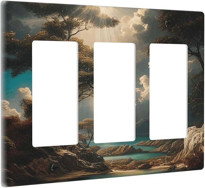 Decorative Art Light Switch Covers Sunburst Over the Wilderness 3 Gang Triple Rocker Outlet Switch plate GFCI Faceplate GFCI for Home Decor
