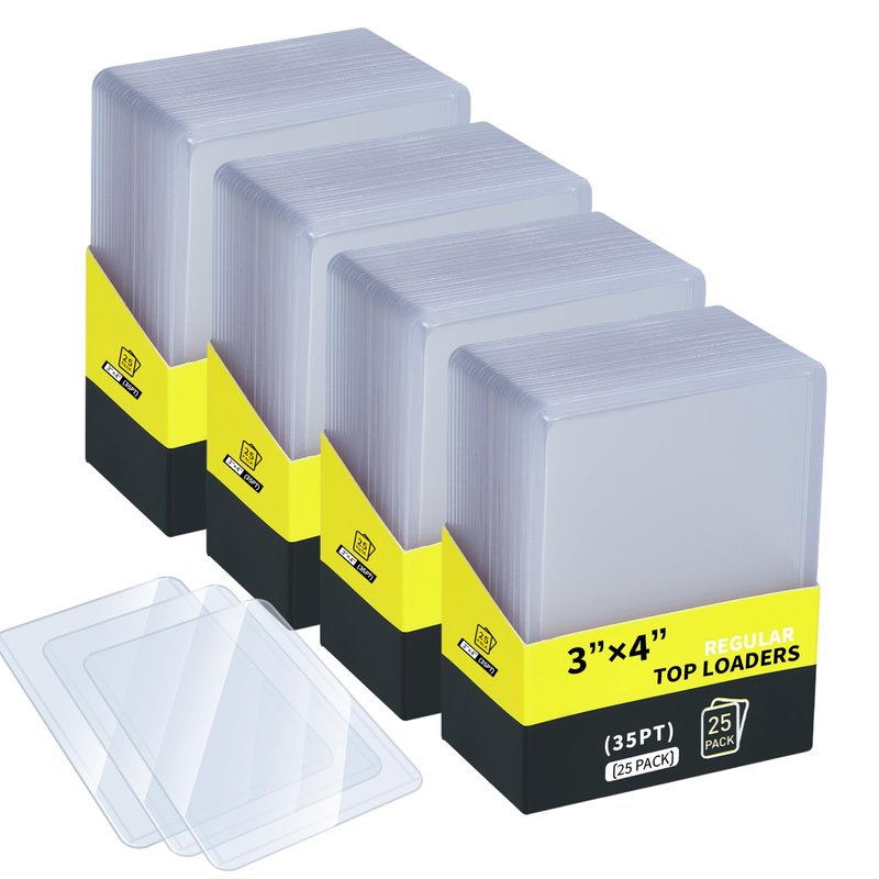 Binditek 100 Pack 3" x 4" Hard Plastic Card Protectors, 35PT Rigid Card Holders for Sports and Game Cards, Baseball, Football, Basketball, Hockey, Golf