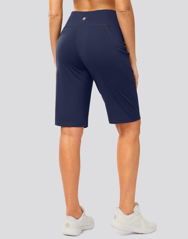 G Gradual Bermuda Shorts for Women with Pockets 12" Knee Length Women's High Waisted Stretch Long Shorts Walking Casual(Navy,L)