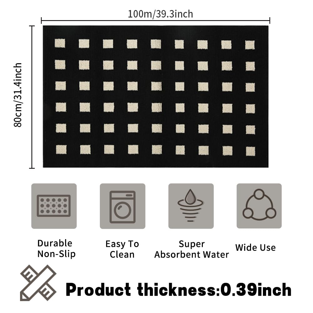 TOMEX Door Mat Indoor Outdoor Doormat, 2024 Upgraded Non-Slip Floor Mat, Welcome Mat for Home, Garden, Garage（32” x 40” /80 x 100cm, Black）