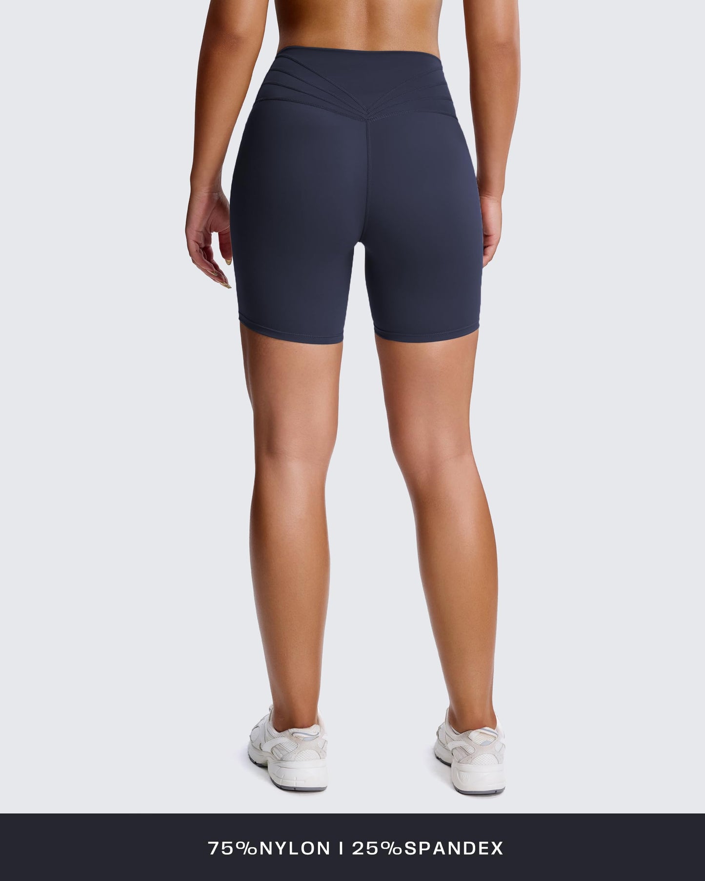 Aoxjox Trinity Workout Biker Shorts for Women Tummy Control High Waisted Exercise Athletic Gym Running Yoga Short 6" (Navy, Medium)