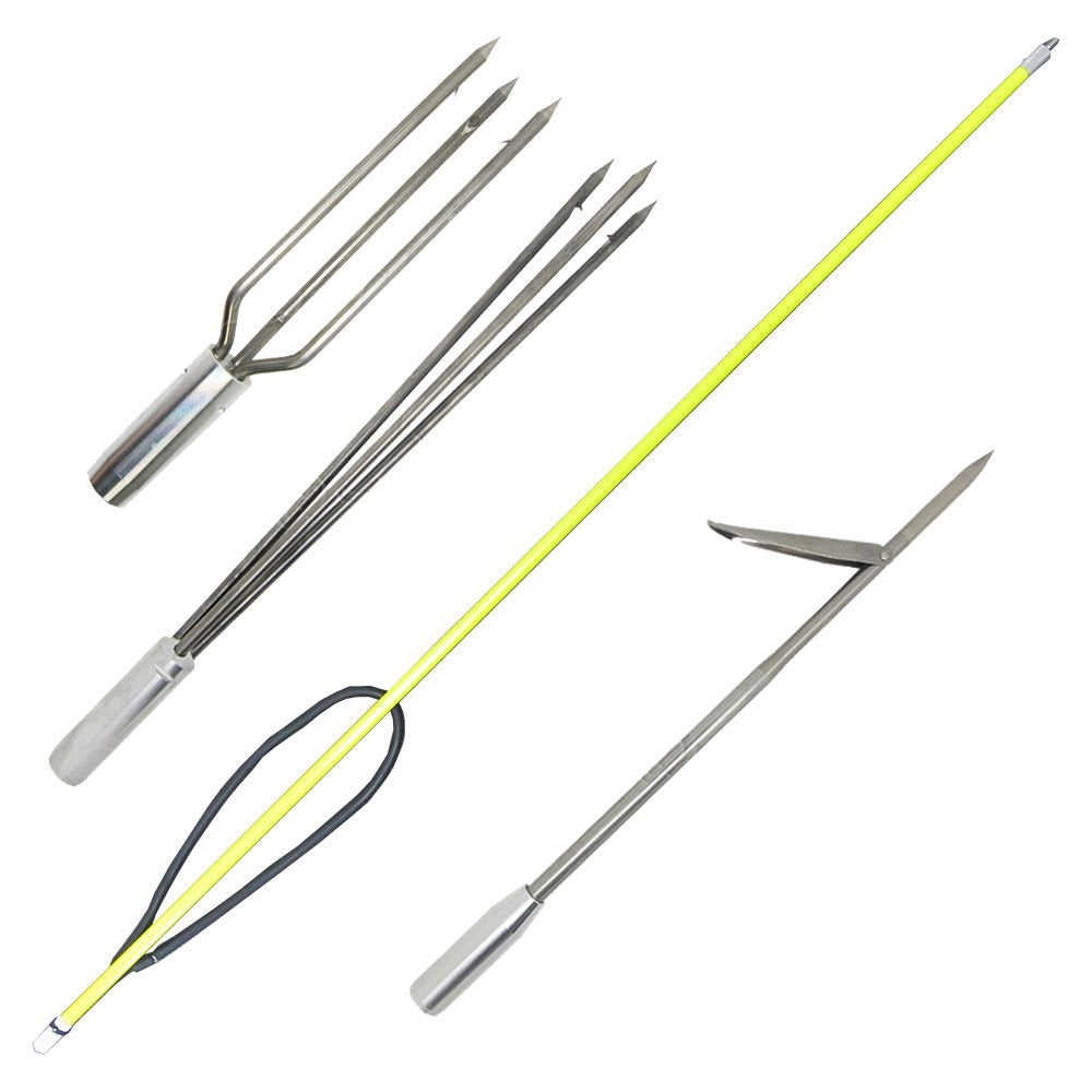 Spearfishing 5' Fiber Glass 1 Piece Hawaiian Sling Pole Spear 3 Tips Set