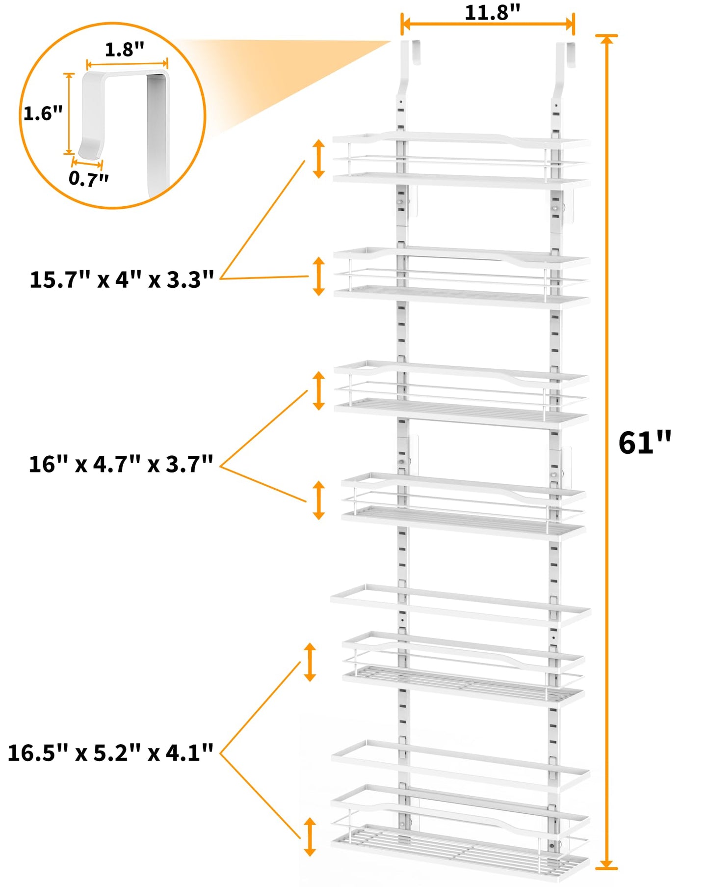 Moforoco 9-Tier Over The Door Pantry Organizer, Pantry Organization and Storage, Black Hanging Basket Wall Spice Rack Seasoning Shelves, Home & Kitchen Bedroom Bathroom House Essentials