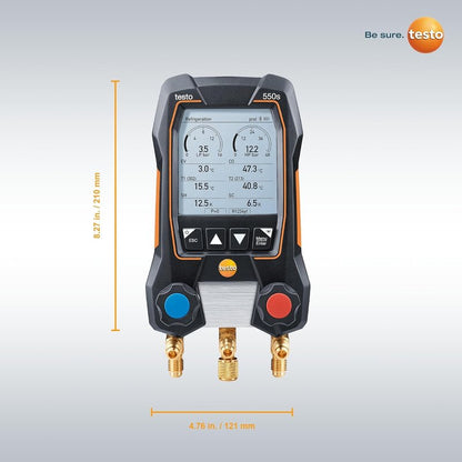 testo 550s AC Manifold Gauge Set – Manifold Gauges HVAC – Incl. 2 Wired Temperature Clamp Probes – Recharge Kit with Superheat, Subcooling For AC, Refrigeration & Heat Pumps – Bluetooth