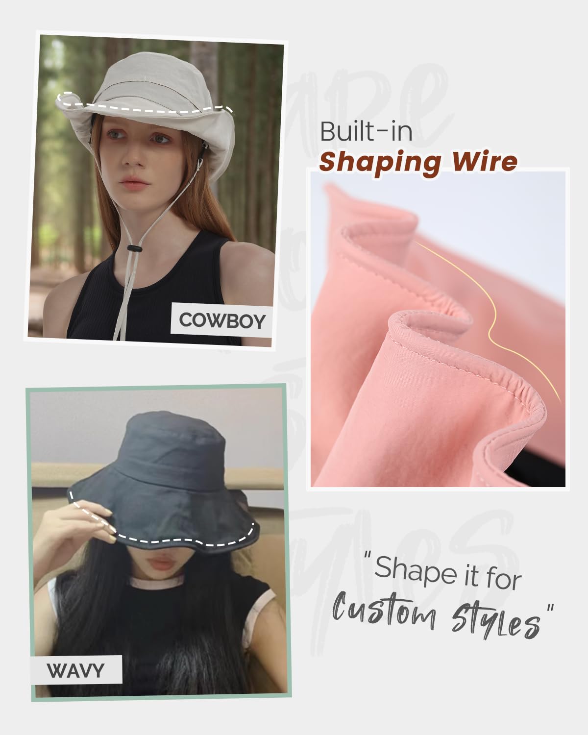 Creekstone Bucket Hat Waterproof Rain Hat for Women Men Sun Hats UPF50+ Packable Summer Hat Hiking Travel Floppy Sun Hat (US, Alpha, One Size, Pink)