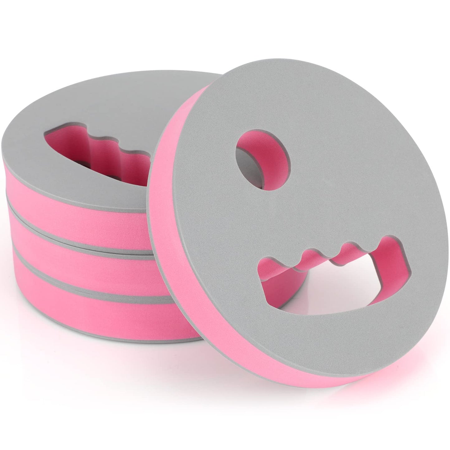 Hungdao 4 Pcs Water Exercise Discs Water Weights for Pool Exercise Set EVA Foam Aerobic Equipment for Adults Hand Held Pool Resistance for Swimming Beginners Arthritis(Gray and Pink)