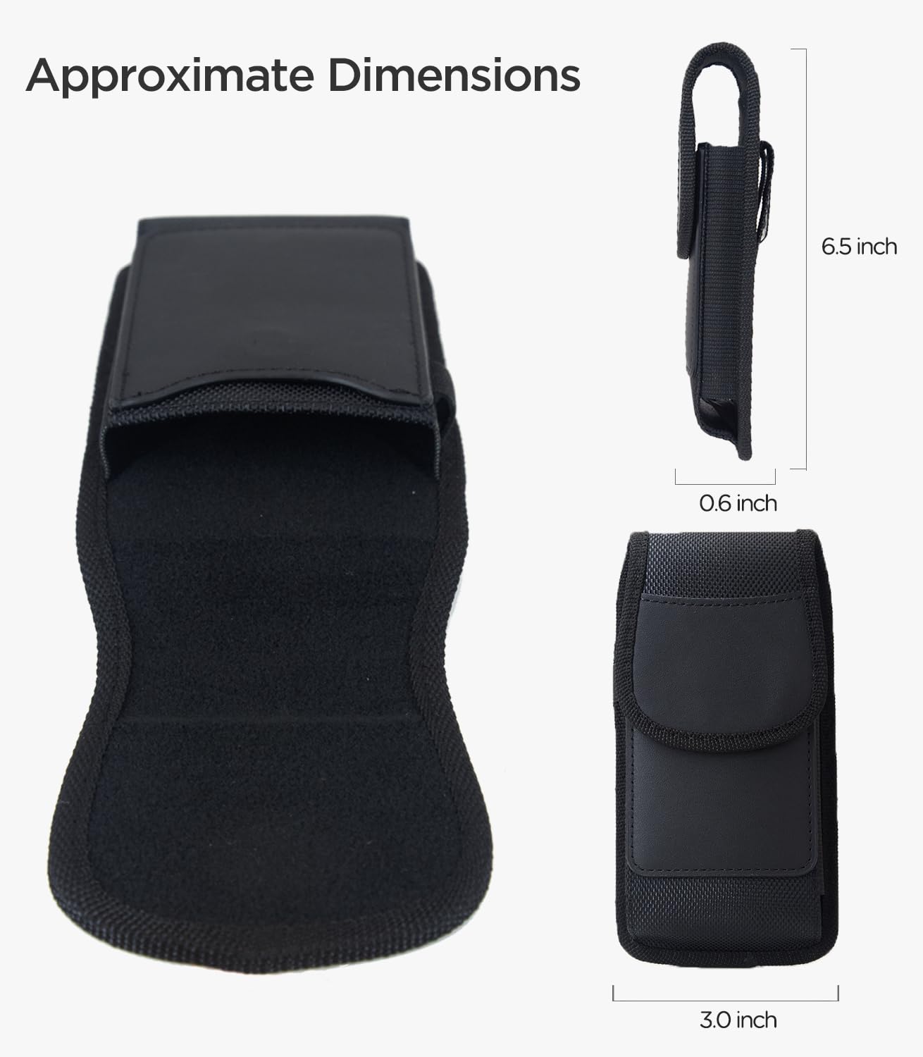 URDIKKG Phone Holster Pouch Compatible with iPhone 17/16/15/14/13 Pro Max and Plus Models, Galaxy S25/S24/S23/S22 Plus & FE, Cell Phone Belt Holder with Card Holder and Magnetic Closure, L-Black