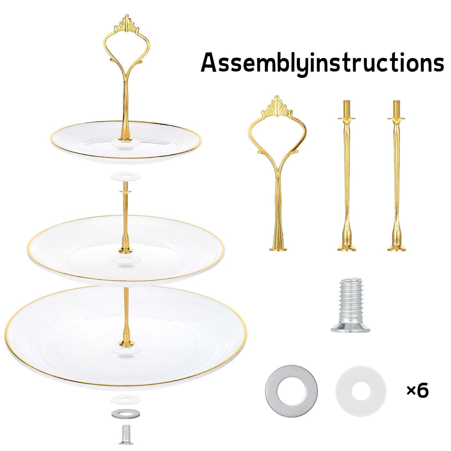 wutfuooo 3 Pack Tiered Cupcake Stand, Plastic Cupcake Stand Tower, 3 Tier Round Shape Dessert Serving Tray, White Cookie Candy Buffet Stand for Tea Party, Baby Shower, Wedding, Birthday, Christmas