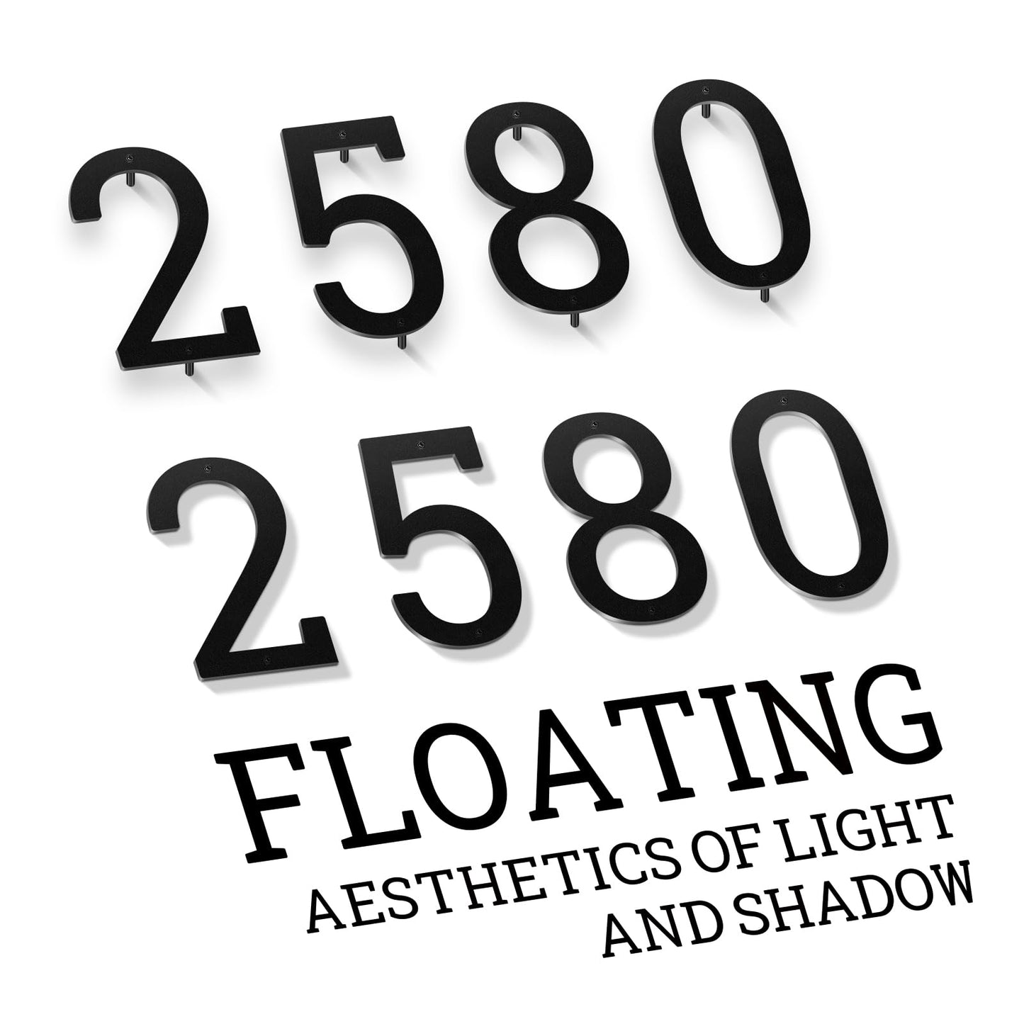 3" 4" 5" 6" 8" Stainless Steel Floating House Numbers, Metal House Numbers for Outside, Modern Address Number, Black Door Number for Mailbox, Garden, Yard, Apartment (4" 1)
