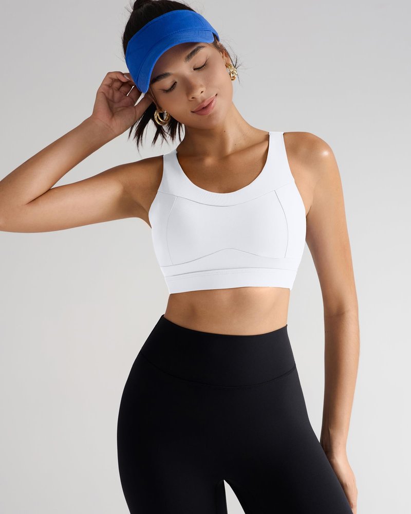 RUNNING GIRL High Impact Sports Bras for Women,Racerback White Bra Workout Crop Tank Tops Longline Sports Bra Push up(WX2667 White,XXL)