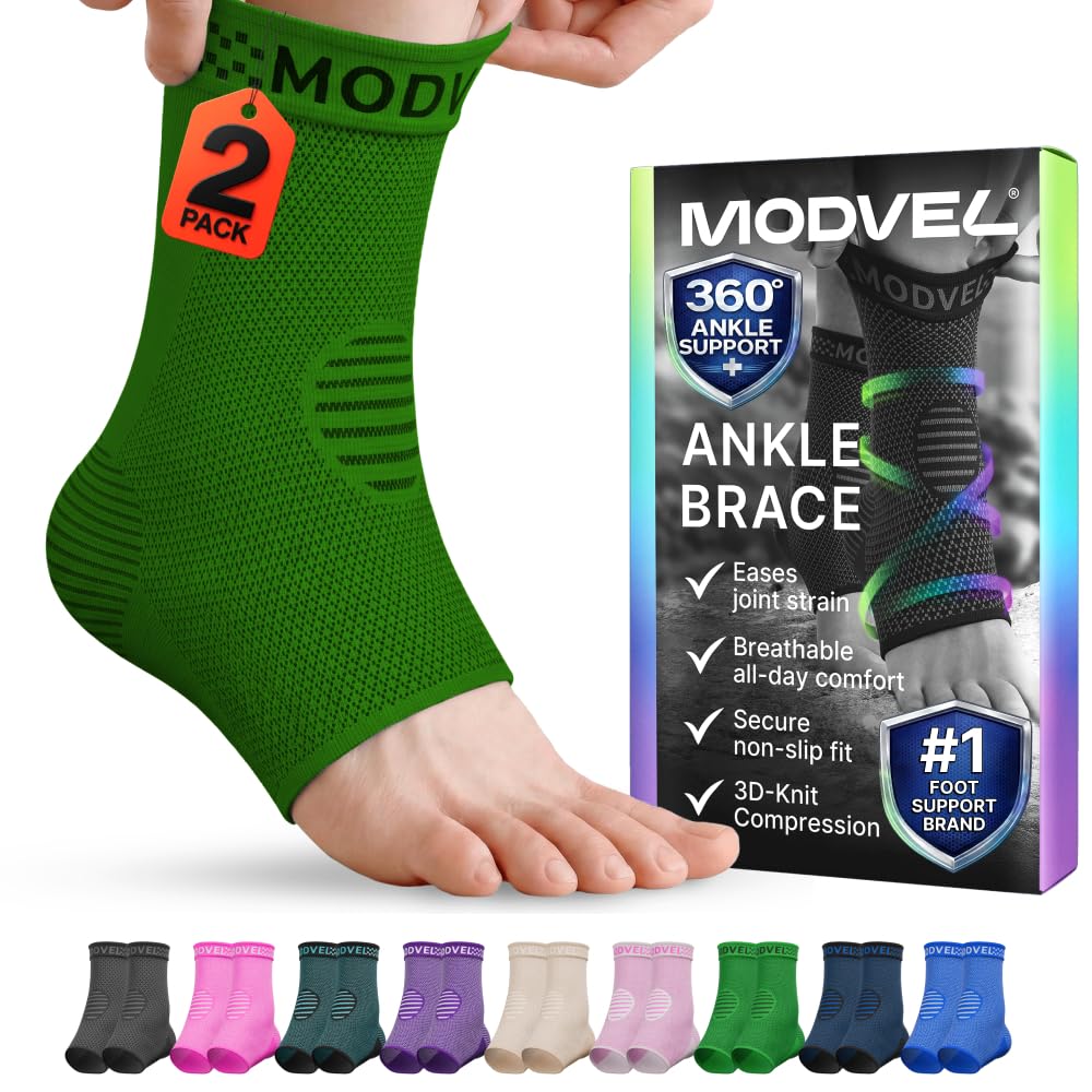 Modvel Foot & Ankle Brace Socks for Sprained Ankle Compression Sleeve - Foot Support for Women & Men - Tendonitis & Arthritis Ankle Brace Sports Running, Torn Ligaments & Women Stabilizing Ankle Wrap