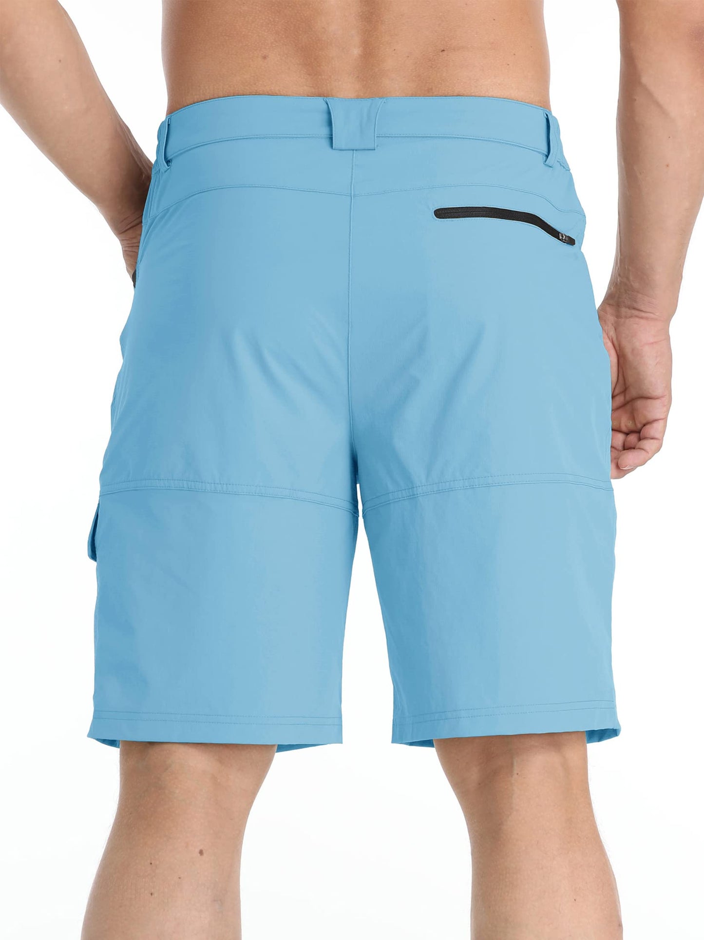 TACVASEN Mens 10" Hiking Shorts Golf Outdoor Lightweight Quick Dry Summer Casual Dress Fishing Shorts with Zipper Pockets Sky Blue 36