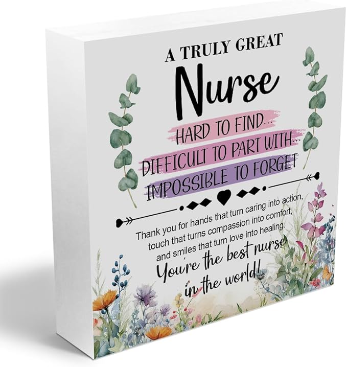 Nurse Gifts Wooden Box Sign Wall Decor Wooden Plaque Sign Nurse Gift Thank You Gifts for Registered Nurse Office Bedroom Home Decor Desk Shelf Table Decor Nurse Graduation Appreciation Gifts