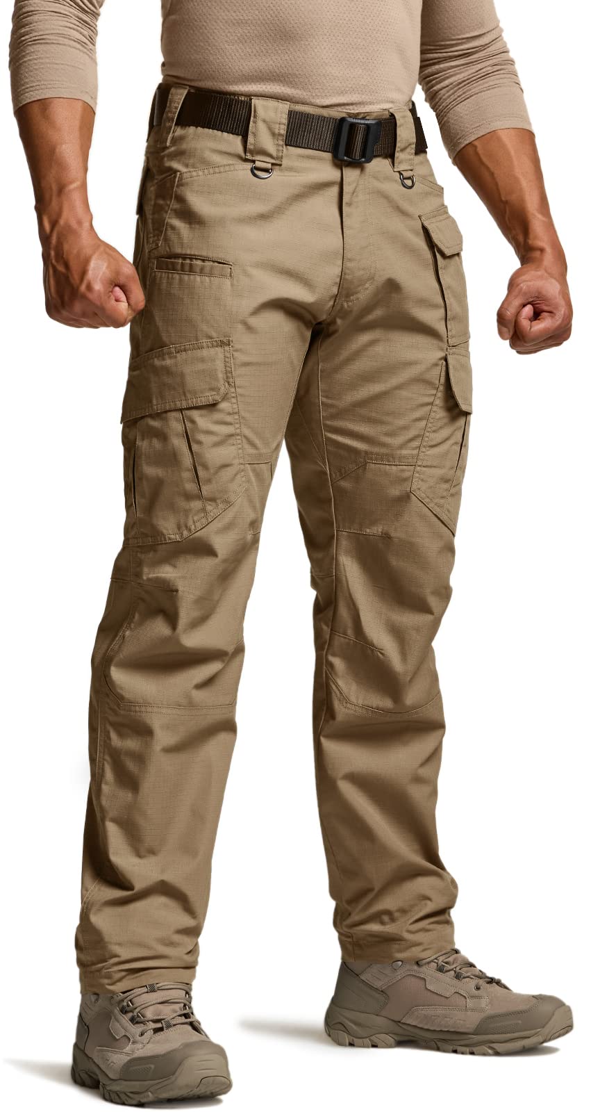 CQR Men's Tactical Pants, Water Resistant Ripstop Cargo Pants, Lightweight EDC Work Hiking Pants, Outdoor Apparel, Raider Mag Cougar, 46W x 30L