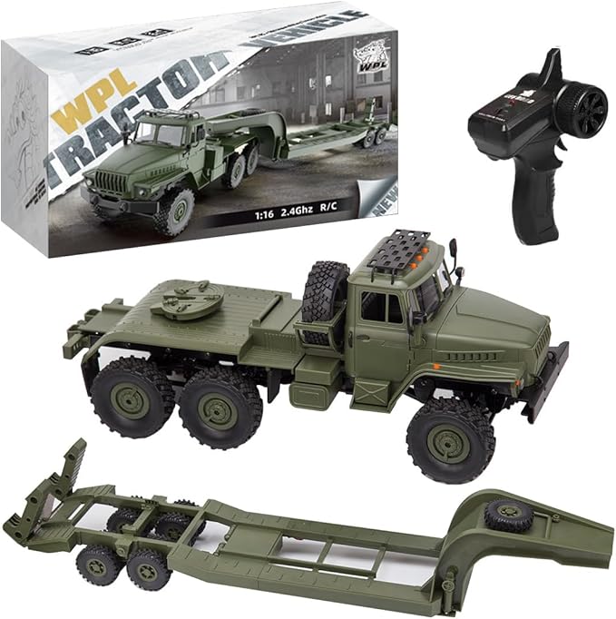 1/16 RC Truck 41.3in 6WD Remote Control Car Transporter Truck 6X6 Car Toy RC Semi Trailer car Army Off-Road w/ 600mAh Battery for 30min Play Christmas Birthday Gift for Adult