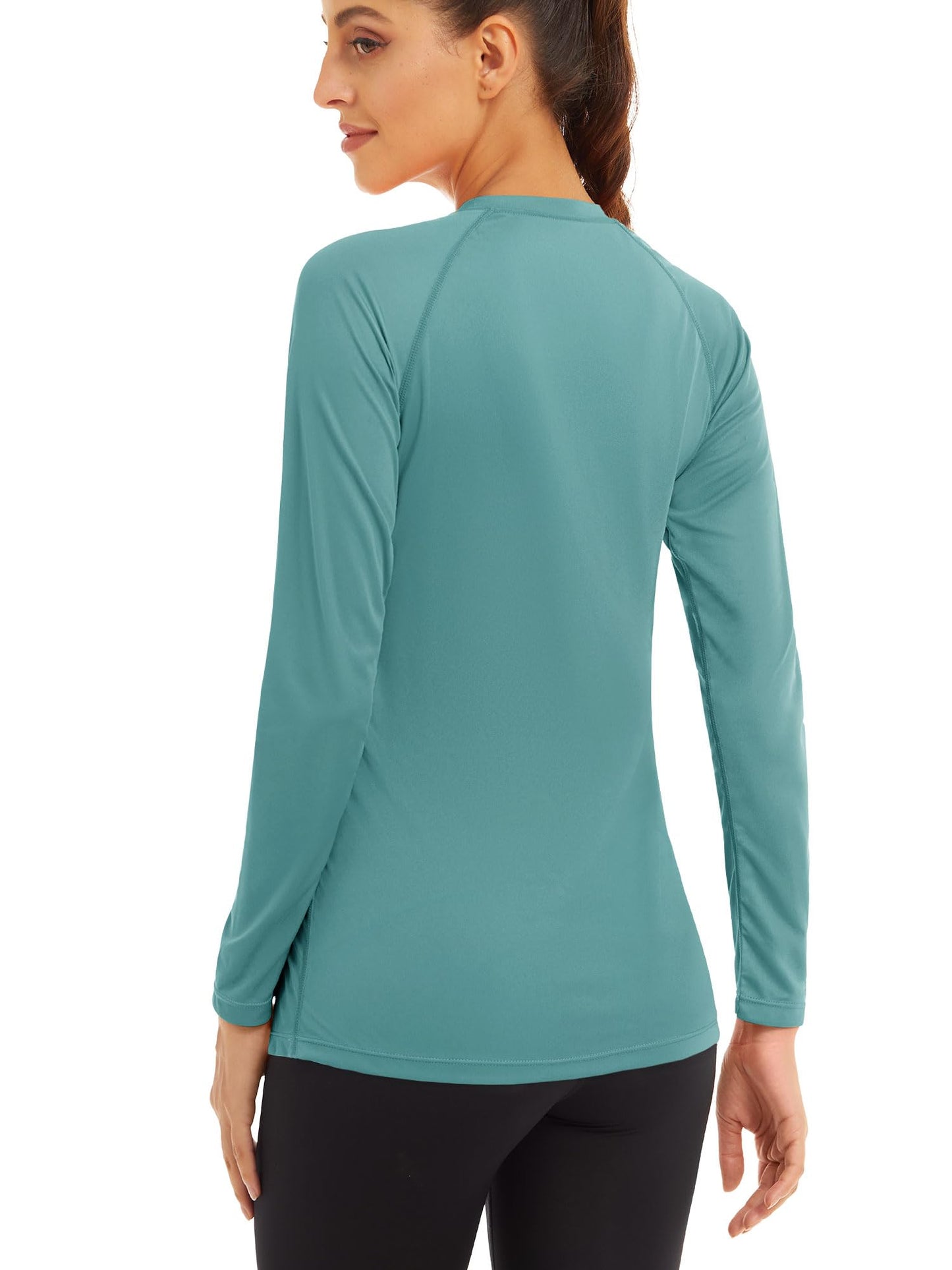 MAGCOMSEN Long Sleeve T Shirts Women UV Shirts for Women Running Shirts Women Fishing Shirts Womens Hiking Shirts Workout Shirts for Women Summer Shirts Grey Green