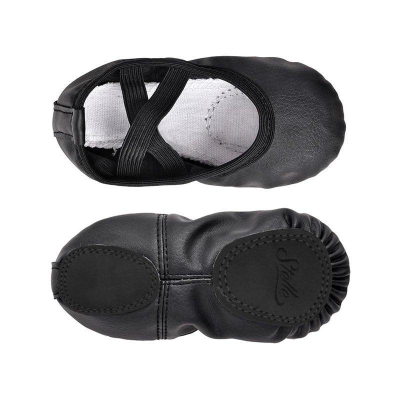 Stelle Ballet Shoes for Girls Toddler Ballet Slippers Soft Leather Boys Dance Shoes for Toddler/Little Kid/Big Kid(Black, 6MT)