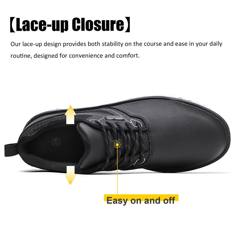 ULTIANT Men's Golf Shoes Fixed Nailless Sole Waterproof Lightweight No-Slip Walking Shoes Size7.5-14(Black,46)