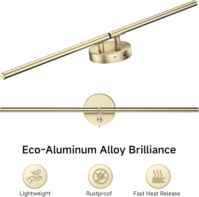 Battery Operated Wall Sconce,Wireless Wall Lights with Remote, 360°DIY Rotatable RGB Lamp with Timer, 3000K-6500K LED Dimmable Wall Decor for Vanity, Living Room, Hallway Gold