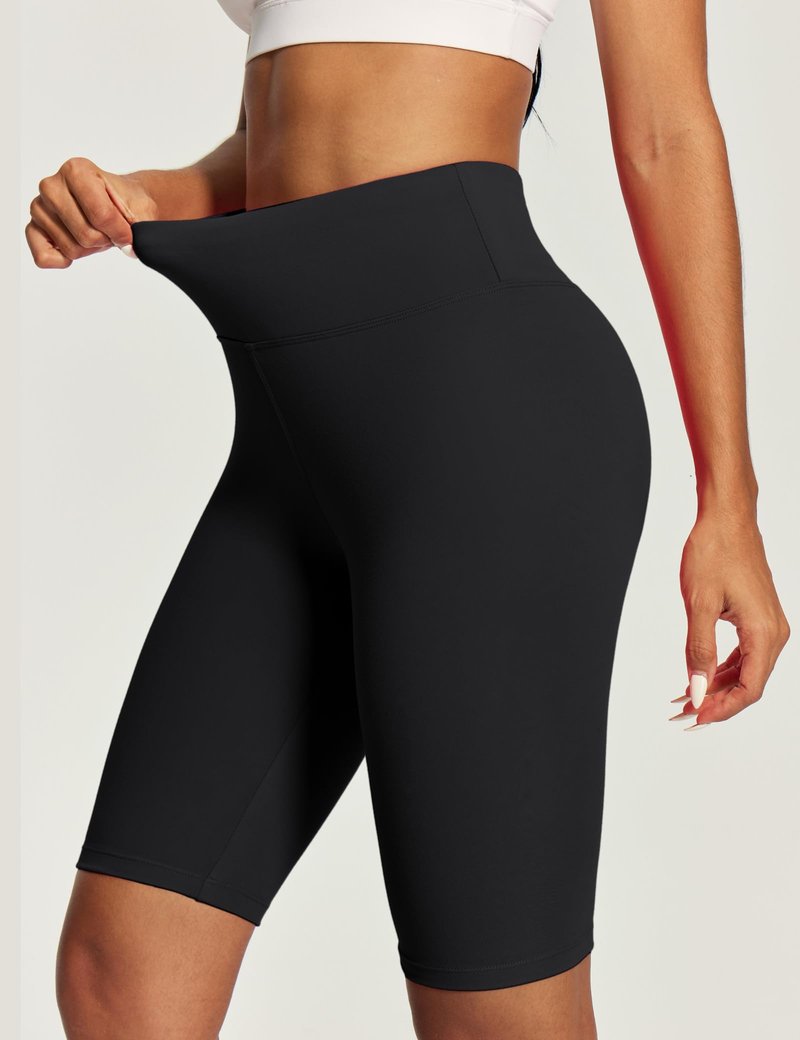 IUGA Biker Shorts for Women High Waist - 8" Workout Shorts with Inner Pocket Yoga Spandex Gym Running Shorts Black