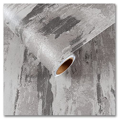 CRE8TIVE Stained Grey Concrete Wallpaper Cement Textured Wallpaper Stick and Peel Self Adhesive Removable Metallic Concrete Contact Paper for Countertops Waterproof Kitchen Backsplash Cabinets 12"x80"