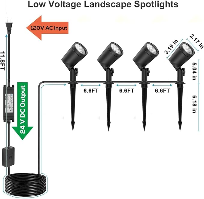 ZYAN 4 Pack 24W Smart Landscape Lights, Color Changing, Compatible with Alexa