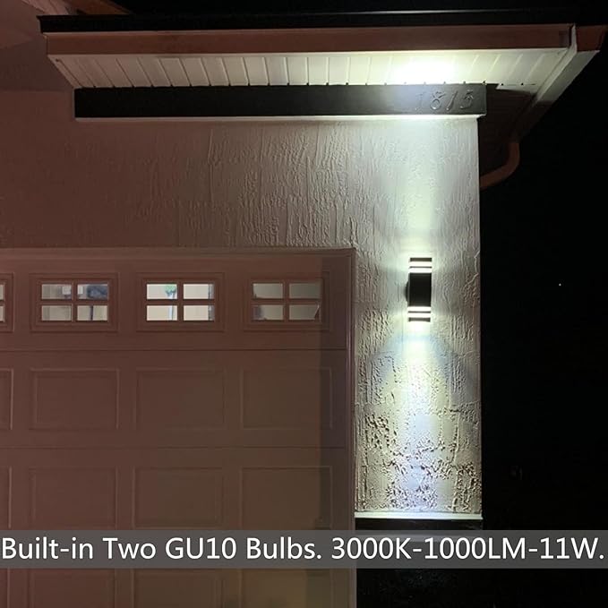 Outdoor Wall Lights, LED Square Modern Porch Lighting Fixtures, Black Exterior Up and Down Wall Mount Lights Front Porch Wall Sconce for Garage Garden Balcony 3 Pack…