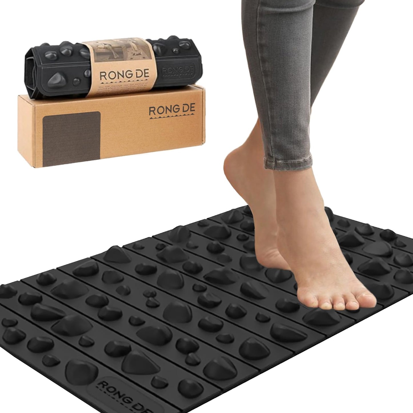 iLivin Portable Feet Acupressure Mat, Foldable Foot Massager Mat, Pressure Point Massage Pad, Anti Fatigue Office Standing Desk Pad, Stand Up Pad, Relieve Foot Pain