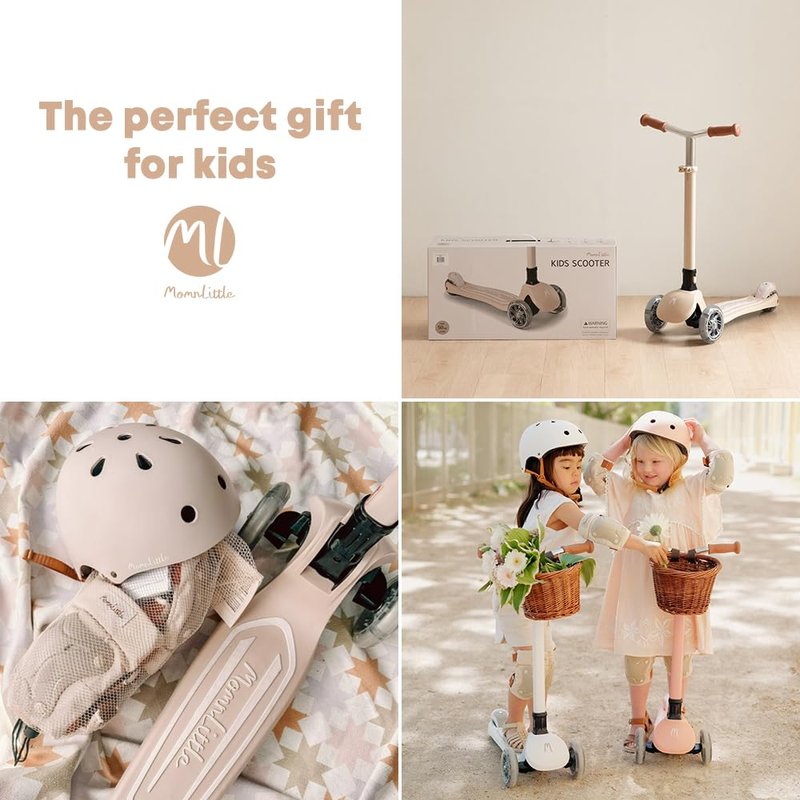 MomnLittle Kick Scooter for Kids Ages 3-10 (Navy) 3 Wheeled with LED Light-Up Wheels CPSC Certified Foldable and 4 Height Adjustable Toddler Scooters for Boys Girls
