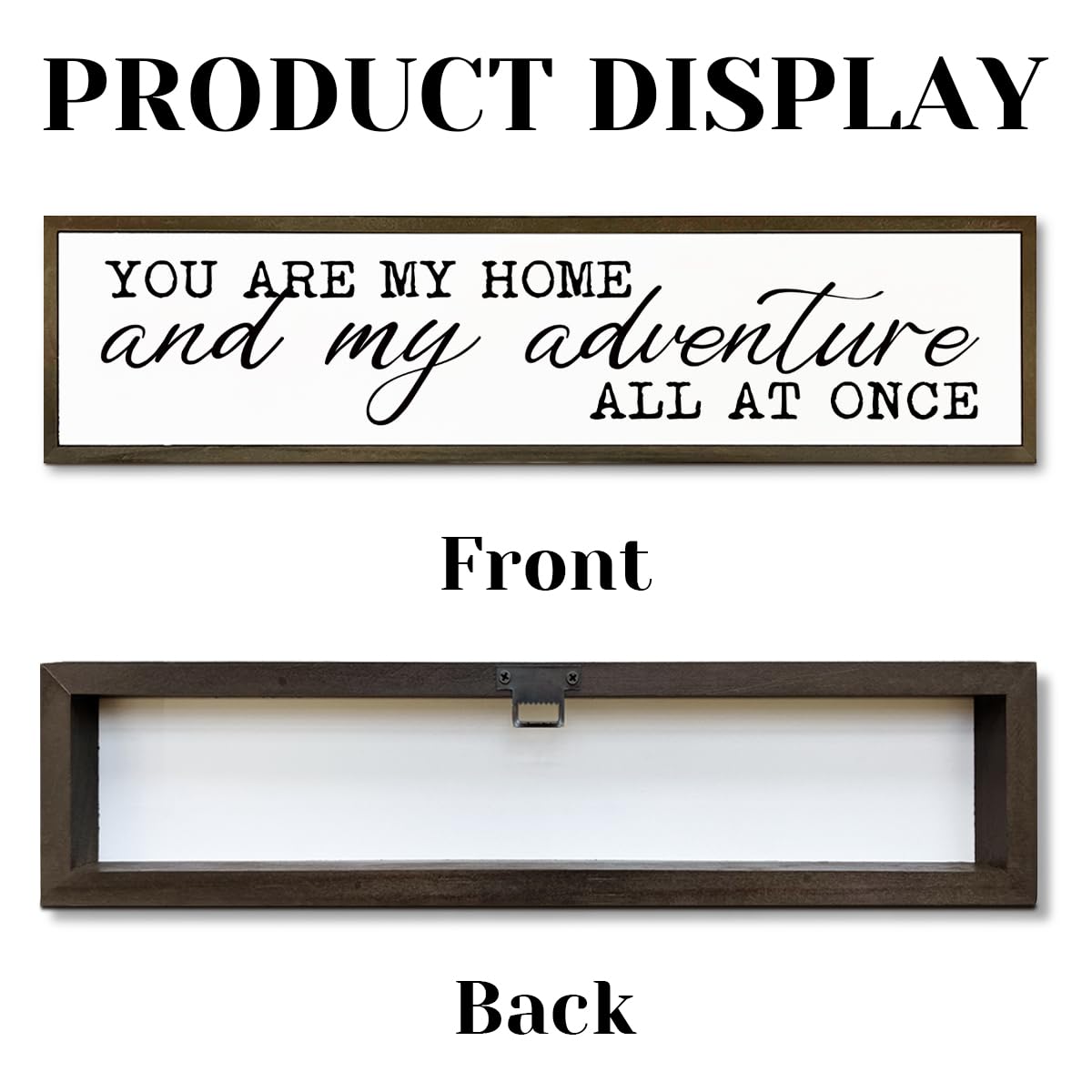 Rustic Home Sign, You are My Home and My Adventure All At Once Sign, Bedroom Decor for Wall Tabletop Shelf, Living Room Decor Above Sofa, Romantic Wall Art 17.8x4x1.18 inches