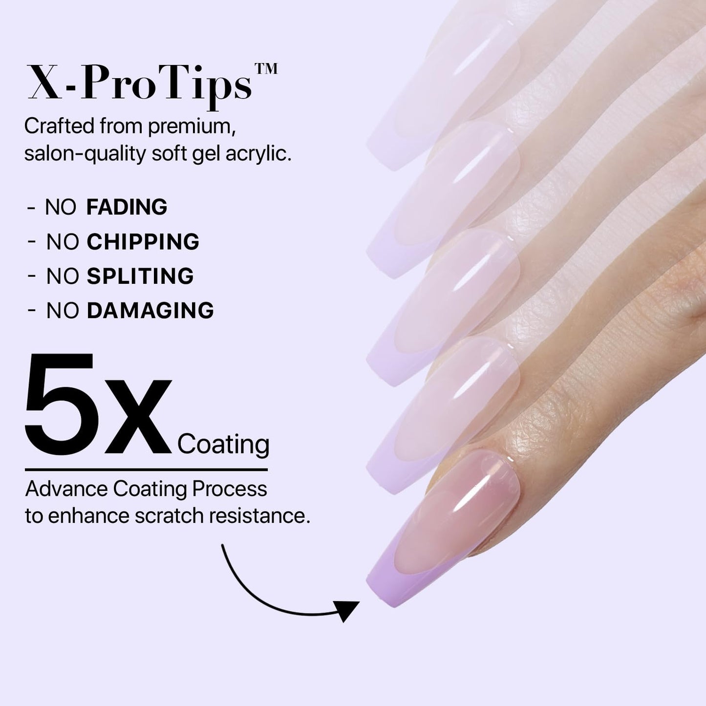 SXC Cosmetics French Tip Press On Nails - Skin Tone Nude and Color Series, Short Coffin X-Pro Tips Starter Kit ST119KIT