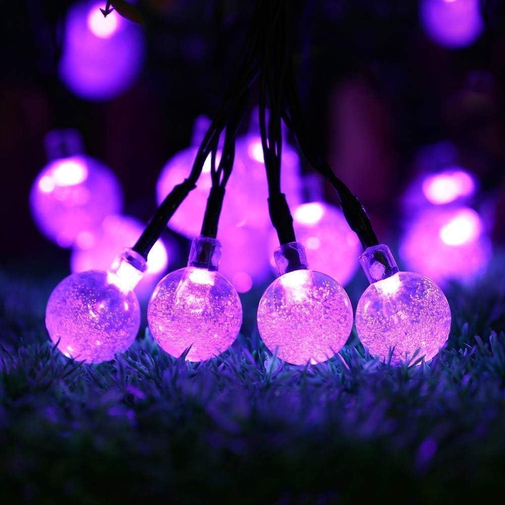 Toodour Solar String Lights Outdoor, 56ft 100 LED Globe String Light with 8 Mode, Waterproof Crystall Ball Lights Solar Patio Lights for Garden, Lawn, Patio, Gazebo, Yard, Outdoor Decor - Purple