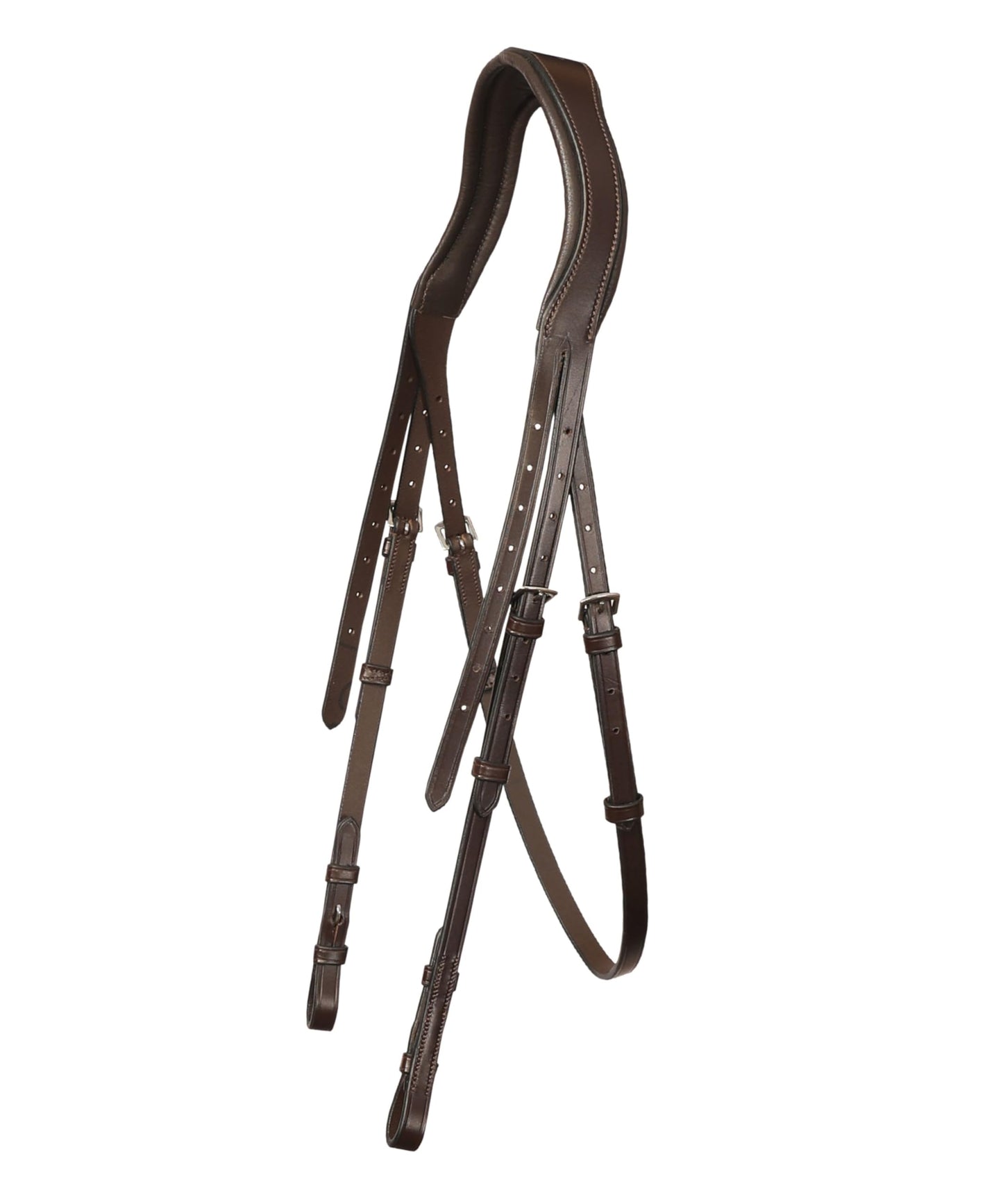 Exion Dressage Bridle for Horse with White Piping – Premium Padded Leather English Bridle with Detachable Flash & Web Reins – Black, Brown – Cob, Full, Pony, Warmblood