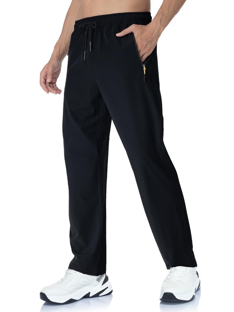 Rapoo Mens Sweatpants Joggers Athletic Workout Sweat Track Hiking Pants for Men Expandable Waist Jogging Pant with Pockets Black L