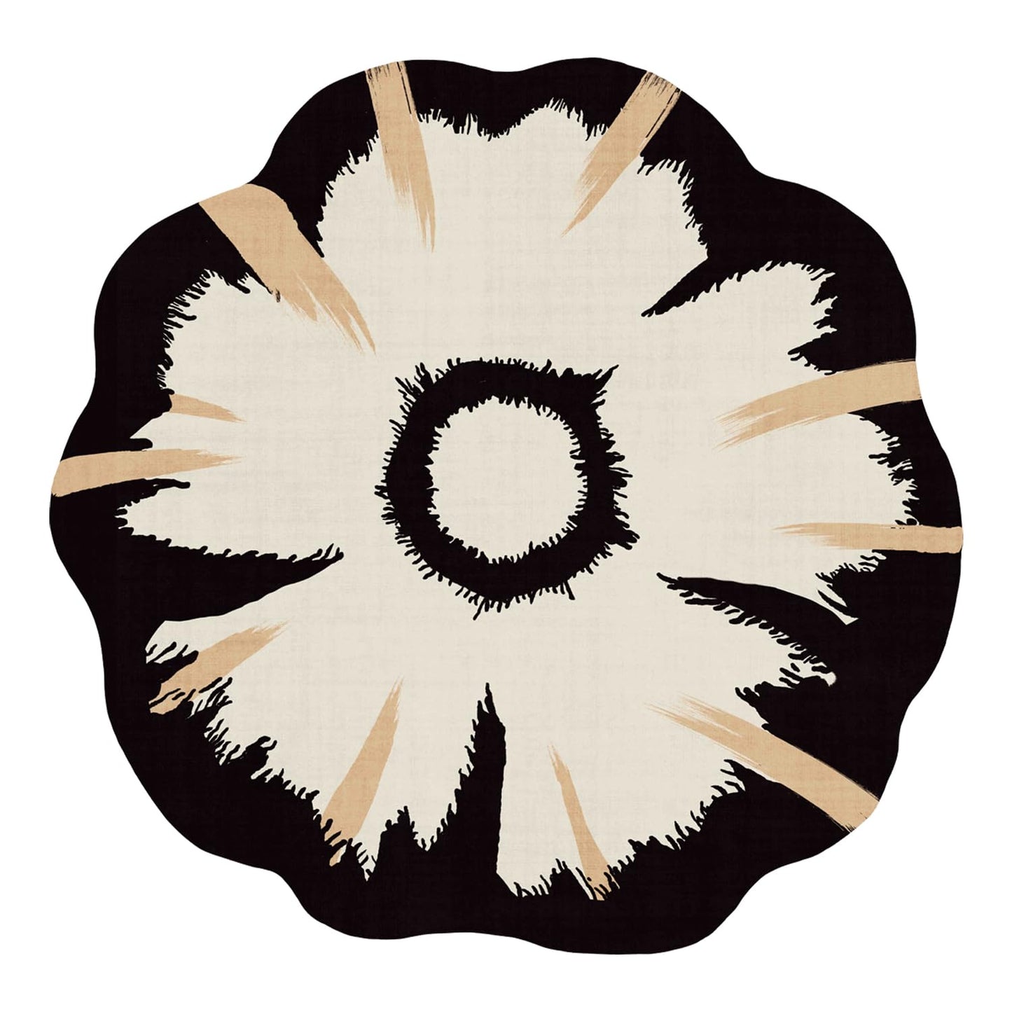 Latte&Fog Round Area Rug for Living Room, Modern Floral Washable Circle Rug, Boho Non Slip Low Pile Carpet for Bedroom, Dining Room, Entrance and Hallway(4ft Round)