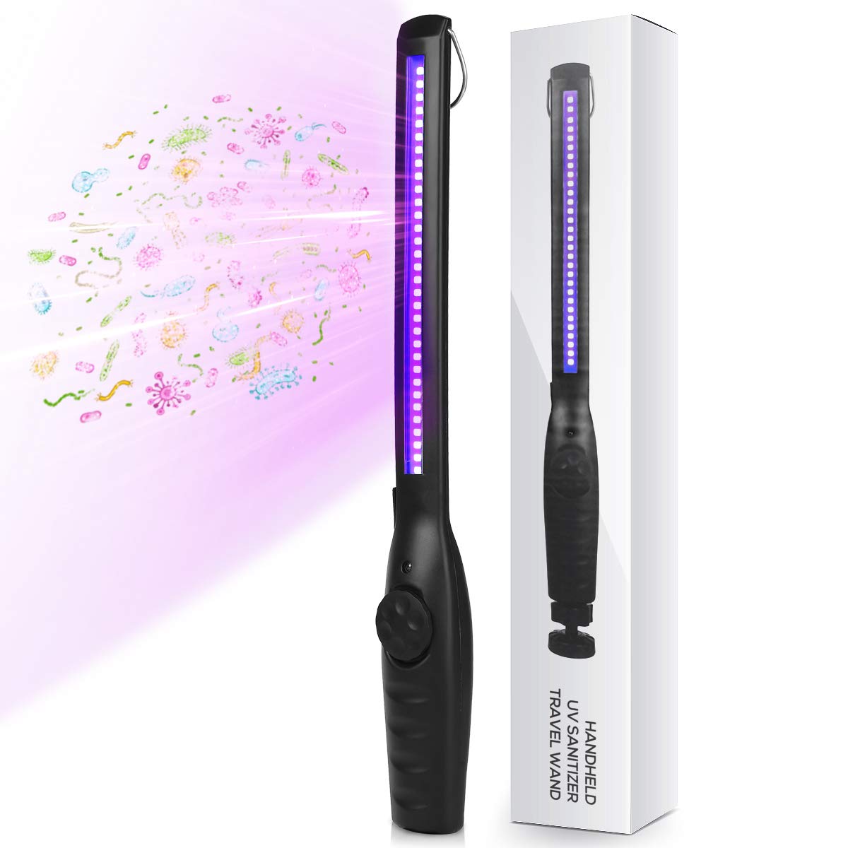 UV Light Sanitizer, Portable UV Light Disinfection Lamp USB Rechargeable Ultraviolet Light Sanitizer for Home Hotel Travel Car Kills 99% of Germs Viruses & Bacteria UV light Sanitizer Wand 1 Pack