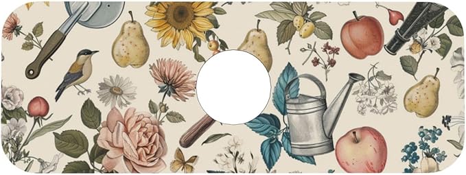 Faucet Draining Mat For Kitchen Sink, Roses Daisies Fruits Garden Diatom Mud