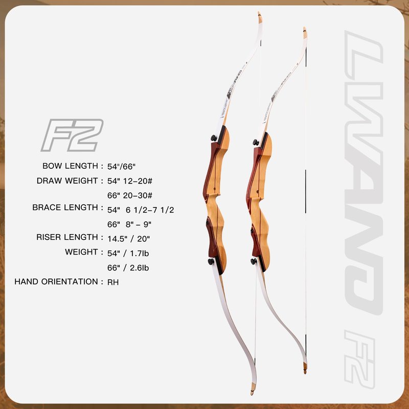LWANO 66" Recurve Bow and Arrow Set for Youth & Beginner, Archery Beginner Set for Adults, 20/22/24/26/28/30 Inch Wooden Takedown Recurve Bow Package for Training, Practice & Competition - RH Only