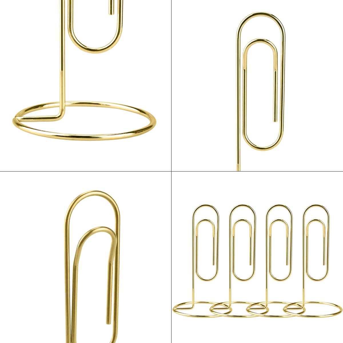 5.2 Inch Desktop Memo Holder, 4 Pack Jumbo Metal Desk Paper Clip Organizer for Office Table, Place Card, Bills, Photos, Table Numbers, Multi-Purpose Document Stand Accessory