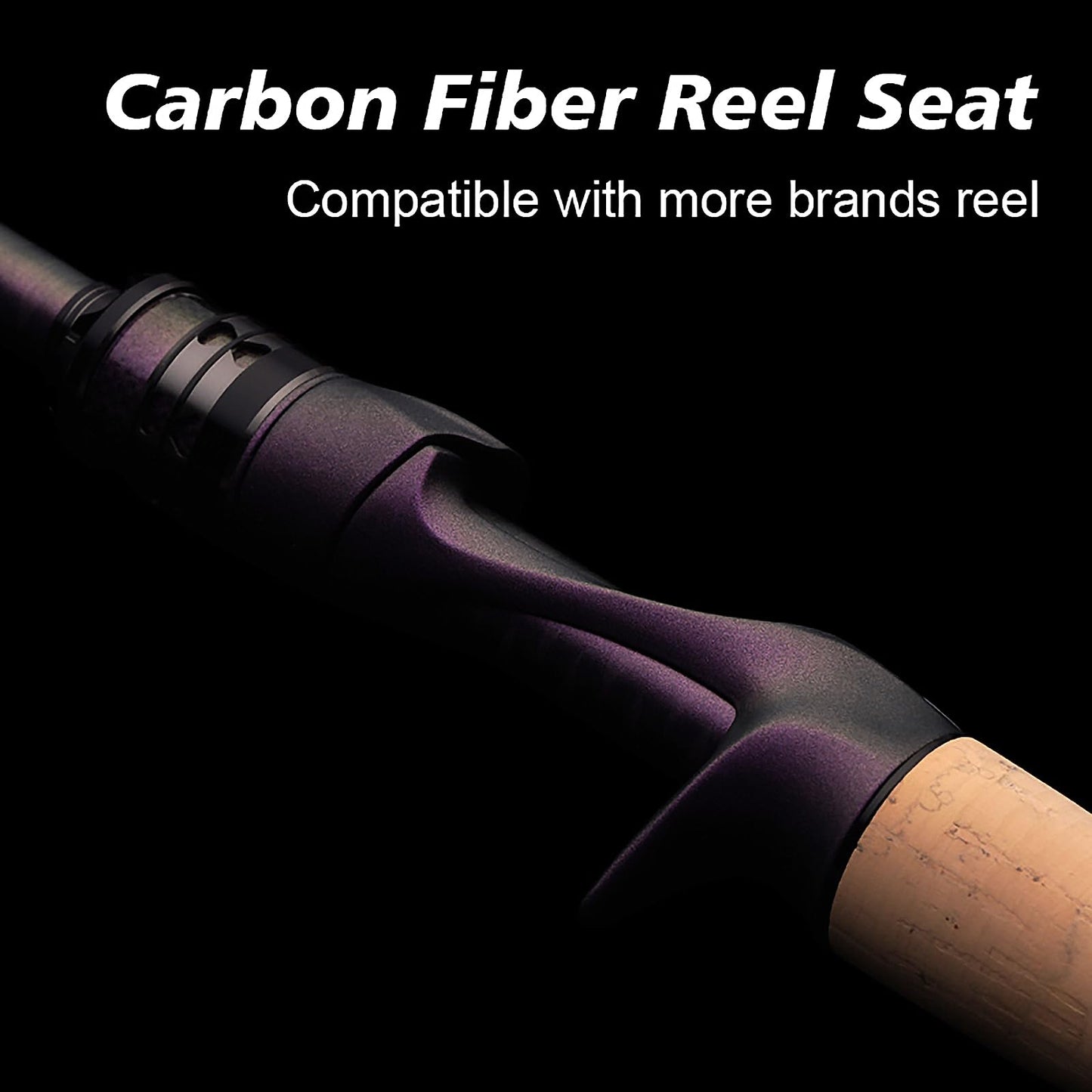 PURELURE ACUTEVIOLET Black Bass Fishing Rod 6'6'', 36T Carbon Fiber Bait Casting Rod Medium Power Saltwater, Torzite Ring Titanium Frame, Carbon Reel Seat Comforbable Cork Handle