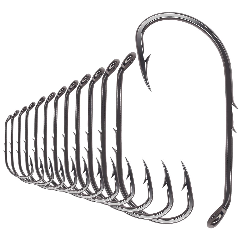 Baitholder Fishing Hooks 100 Pack - Double-Barbed Long Shank for Bluegill Bass Trout Walleye Black/Red, 8/0-#8 (2-Black, Size:1 100-Pack)