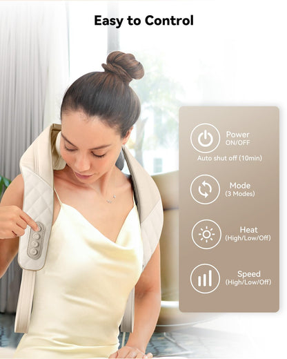 Snailax Neck Massager for Pain Relief Deep Tissue, Neck Massage with Heat, Cordless Massager for Back and Shoulder Pain, Deep Kneading Back Massager, Gift for Mom Dad