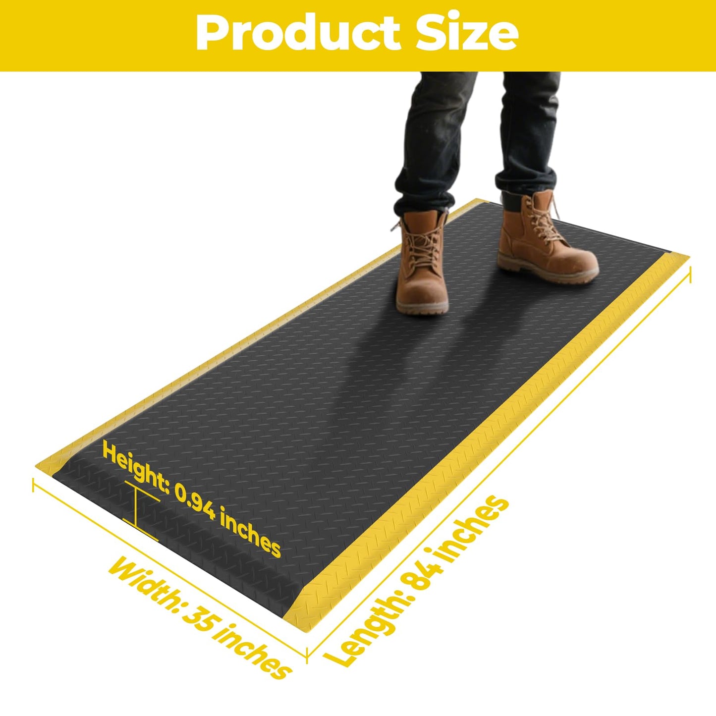 Anti Fatigue Mats Industrial, 84" x 35" Ergonomic Anti-Fatigue Standing Floor Mat, Anti-Slip Memory Foam Floor Mat, Helps Relieve Back and Leg Soreness During Work