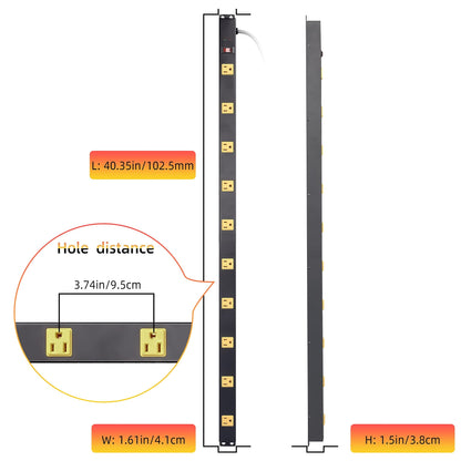 10 Outlet Long Power Strip Surge Protector, Heavy Duty Industrial Metal Power Strip 6 Feet, Wall Mountable, for Work Bench, Shop, Garage, Black (1000 Joules)